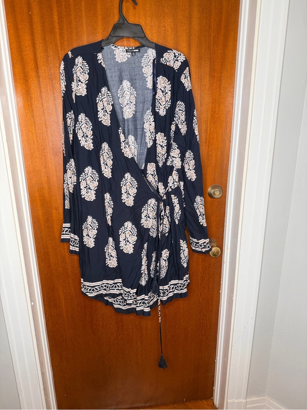 Navy Floral Wrap Romper with Tassel Tie